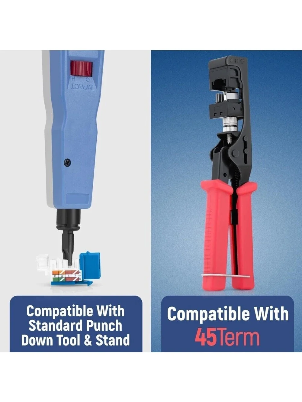 Everest Cat6 RJ45 Keystone Jacks 45-Degree Slim Blue 100-Pack